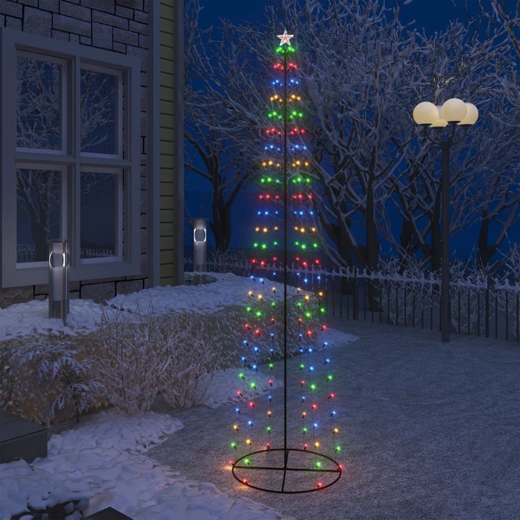 vidaXL Christmas Cone Tree 136 Colourful LEDs Decoration 70x240 cm