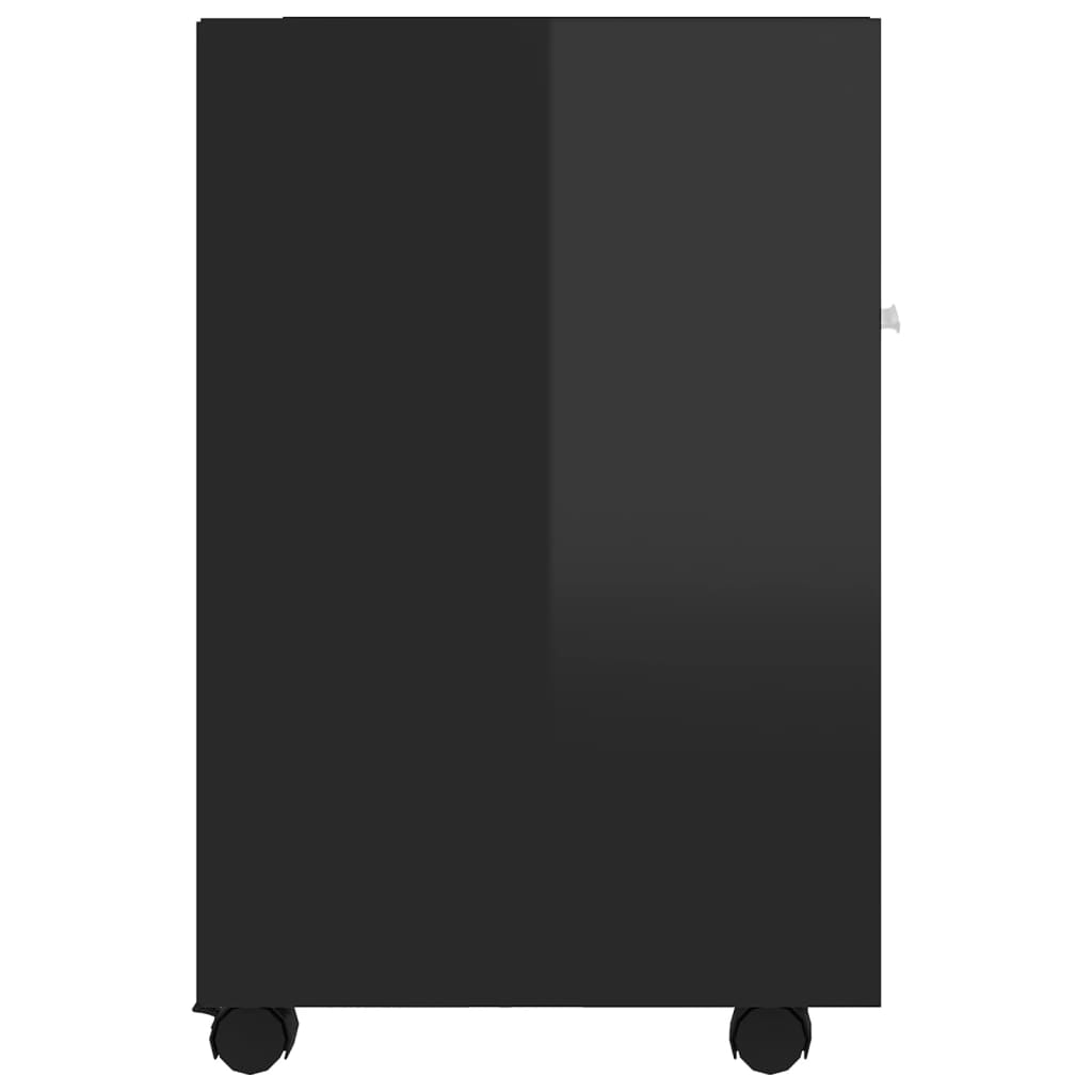 vidaXL Side Cabinet with Wheels High Gloss Black 33x38x60 cm Engineered Wood