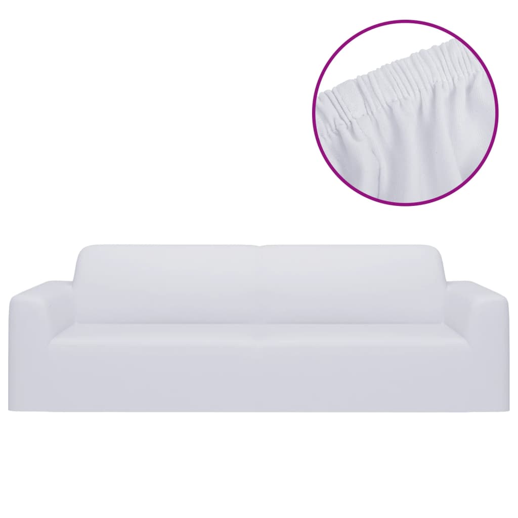 vidaXL 3-Seater Stretch Couch Slipcover White Polyester Jersey