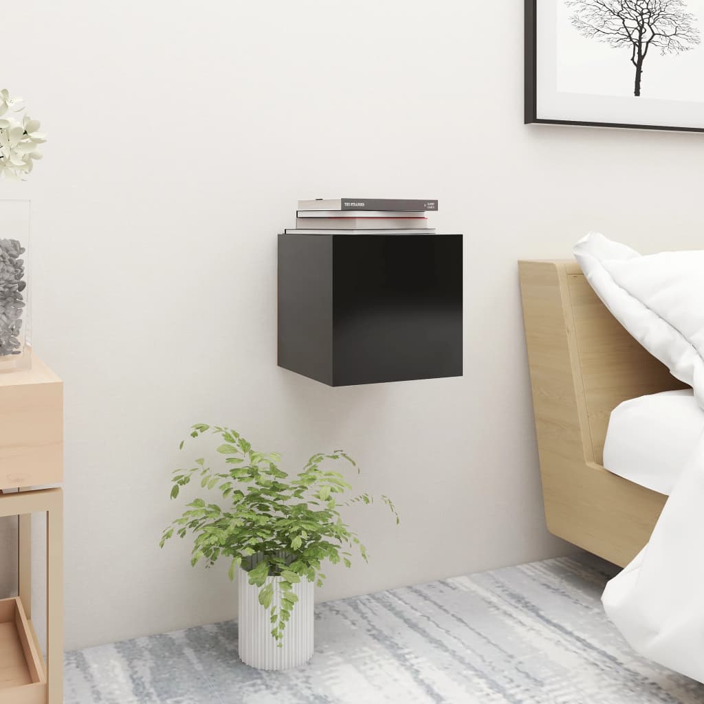vidaXL Bedside Cabinets 2 pcs Black 30.5x30x30 cm Engineered Wood