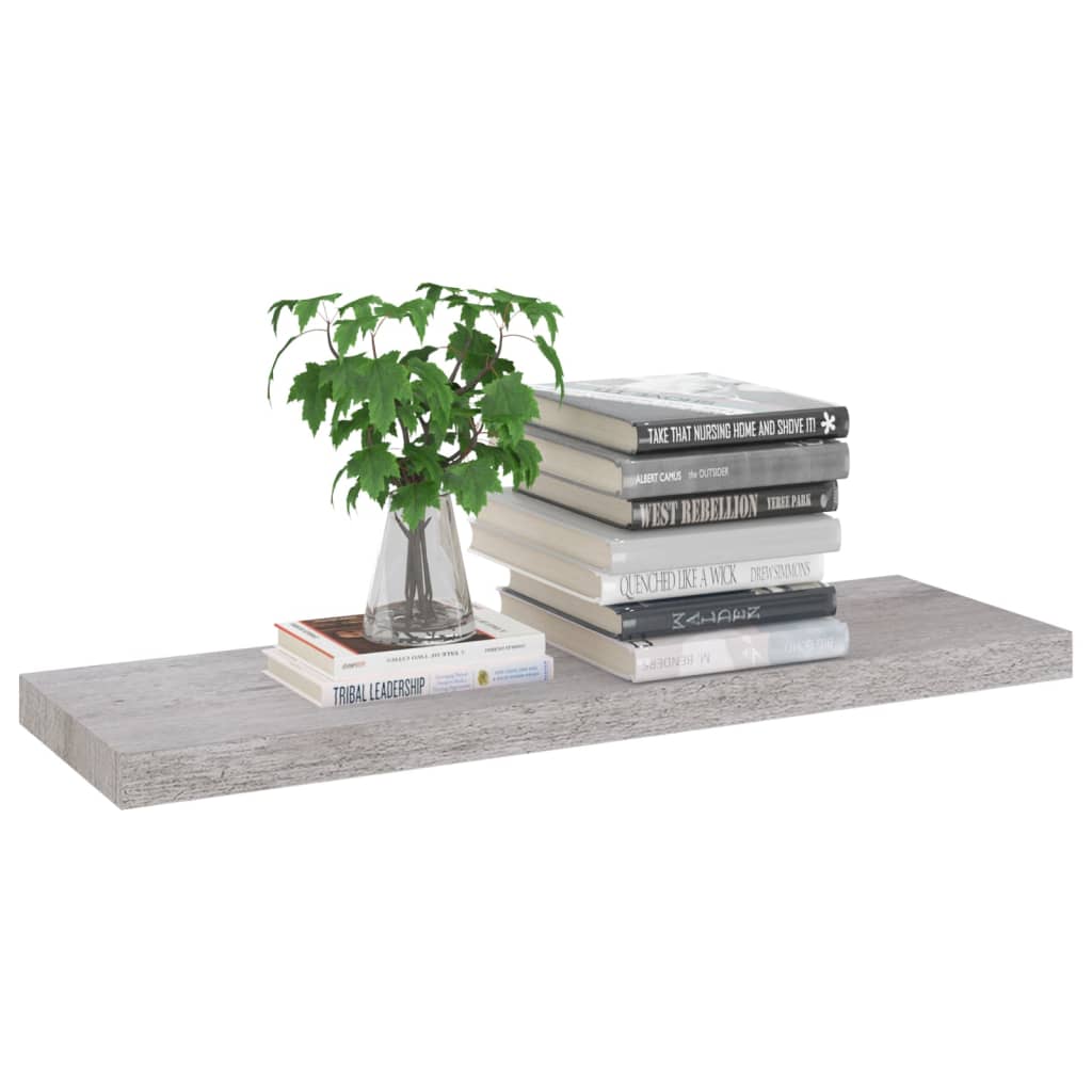 vidaXL Floating Wall Shelf Concrete Grey 80x23.5x3.8 cm MDF