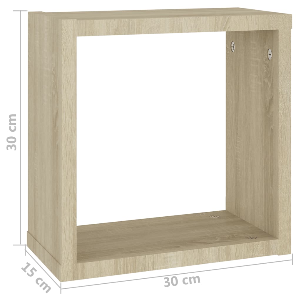 vidaXL Wall Cube Shelves 4 pcs Sonoma Oak 30x15x30 cm