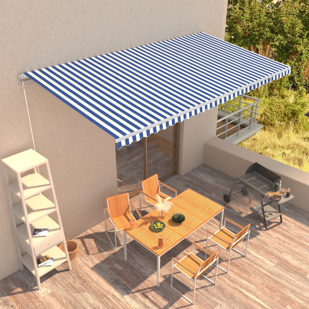 vidaXL Manual Retractable Awning 600x300 cm Blue and White