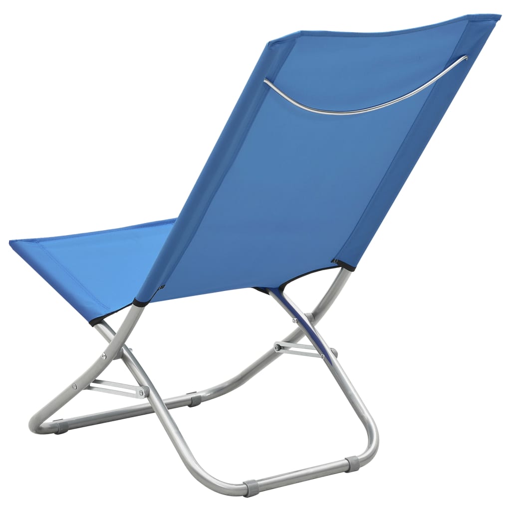 vidaXL Folding Beach Chairs 2 pcs Blue Fabric