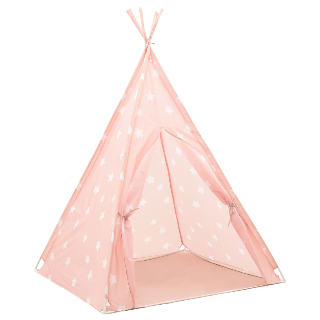 vidaXL Children Teepee Tent with Bag Polyester Pink 115x115x160 cm