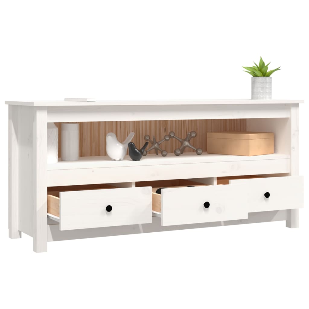 vidaXL TV Cabinet White 114x35x52 cm Solid Wood Pine