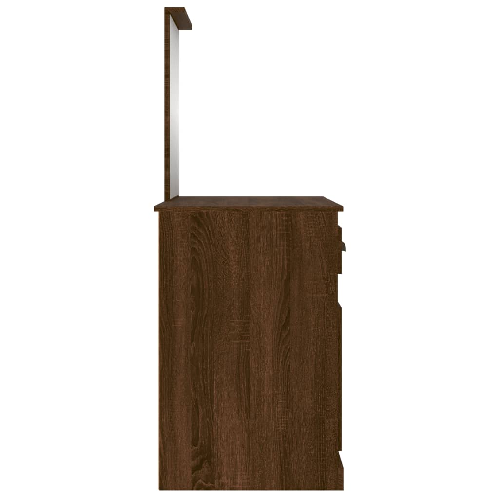 vidaXL Dressing Table with Mirror Brown Oak 90x50x132.5 cm Engineered Wood