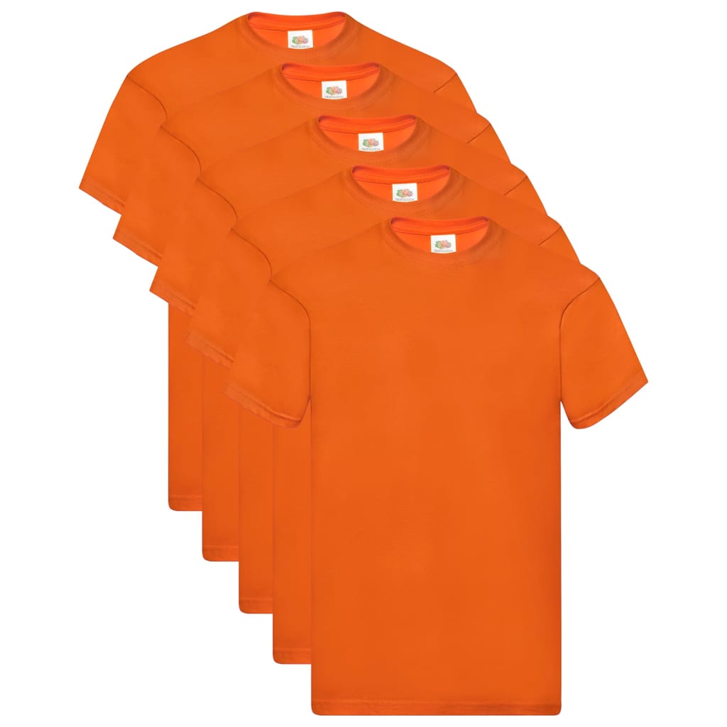 Fruit of the Loom Original T-shirts 5 pcs Orange XXL Cotton