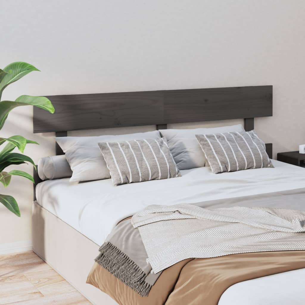 vidaXL Bed Headboard Grey 154x3x81 cm Solid Wood Pine