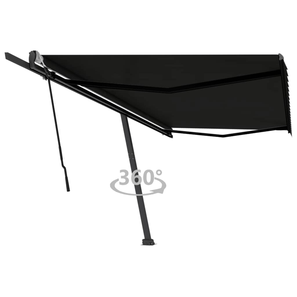 vidaXL Freestanding Manual Retractable Awning 500x350 cm Anthracite