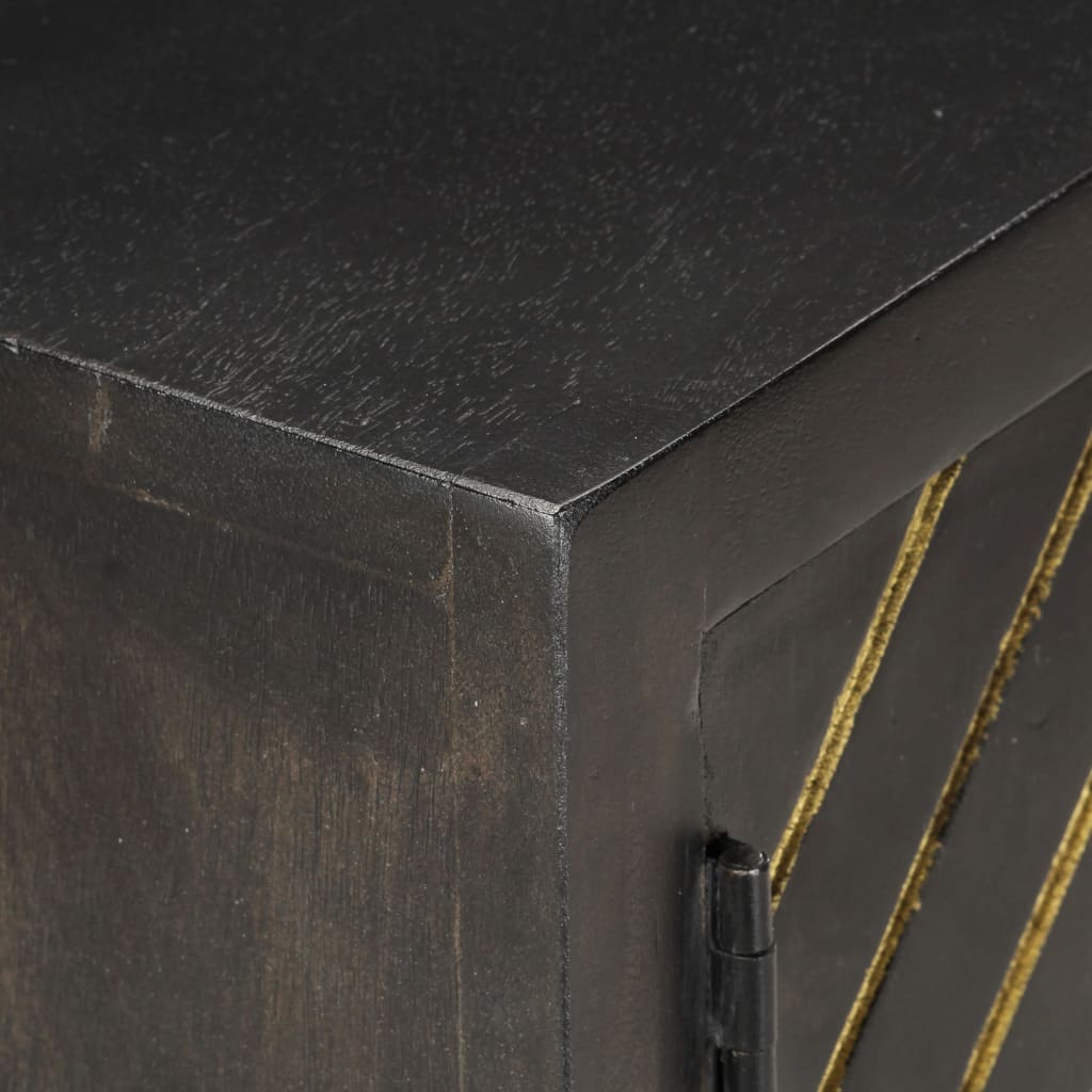 vidaXL Sideboard Black and Gold 120x30x75 cm Solid Mango Wood