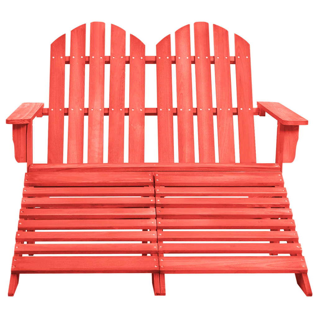 vidaXL 2-Seater Garden Adirondack Chair&Ottoman Fir Wood Red