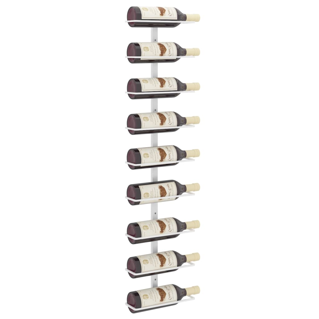 vidaXL Wall-mounted Wine Rack for 9 Bottles White Iron