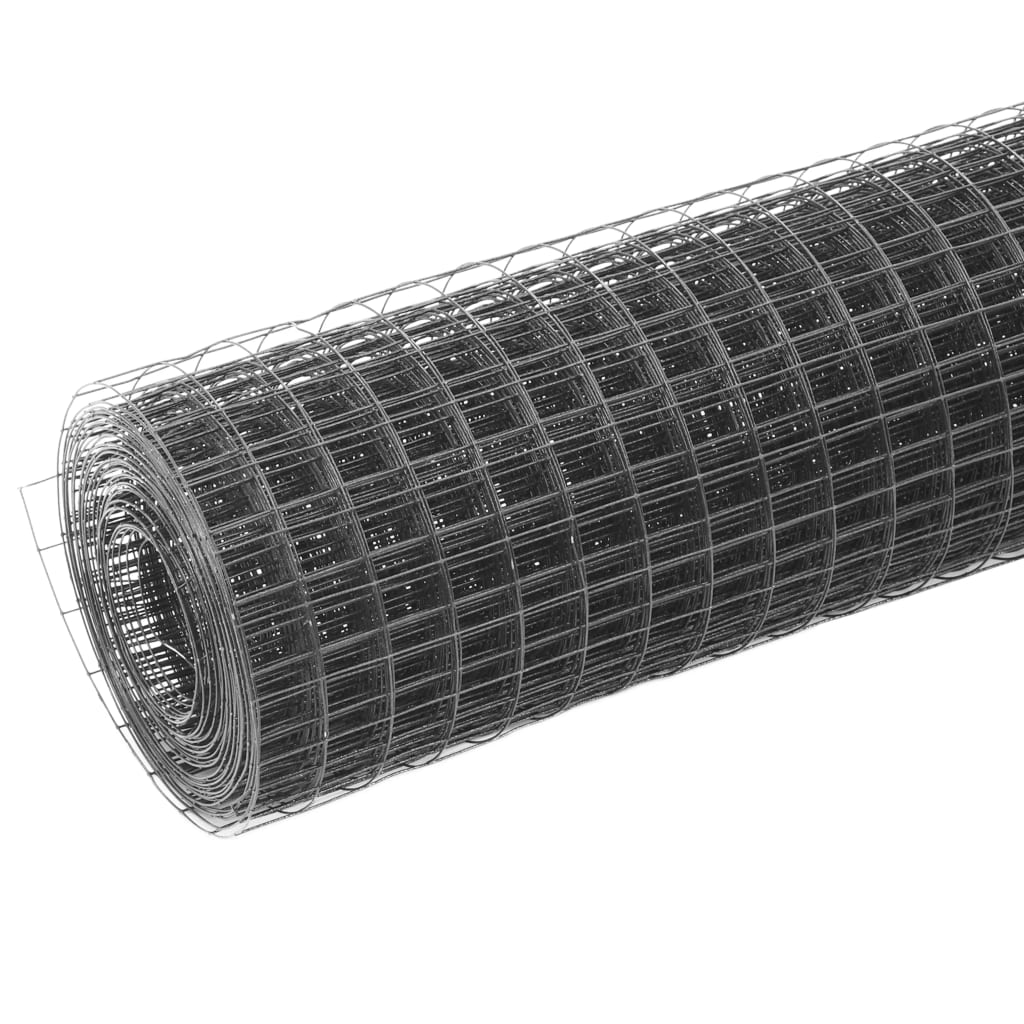 vidaXL Chicken Wire Fence Steel with PVC Coating 25x1.5 m Grey