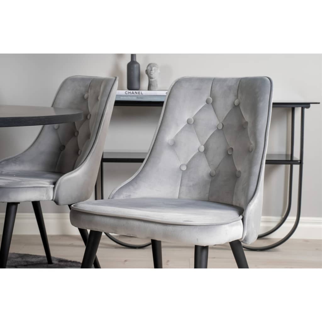 Venture Home Dining Chairs 2 pcs Velvet Deluxe Velvet Light Grey and Black