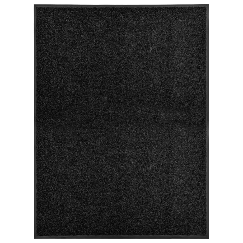 vidaXL Doormat Washable Black 90x120 cm