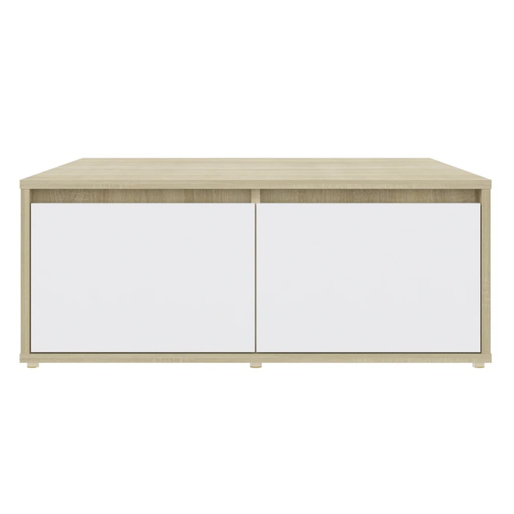 vidaXL Coffee Table White and Sonoma Oak 80x80x31 cm Engineered Wood