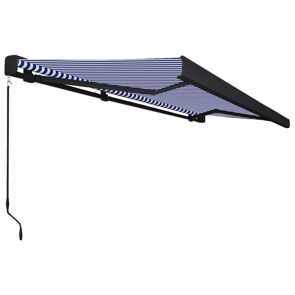 vidaXL Manual Cassette Awning 500x300 cm Blue and White