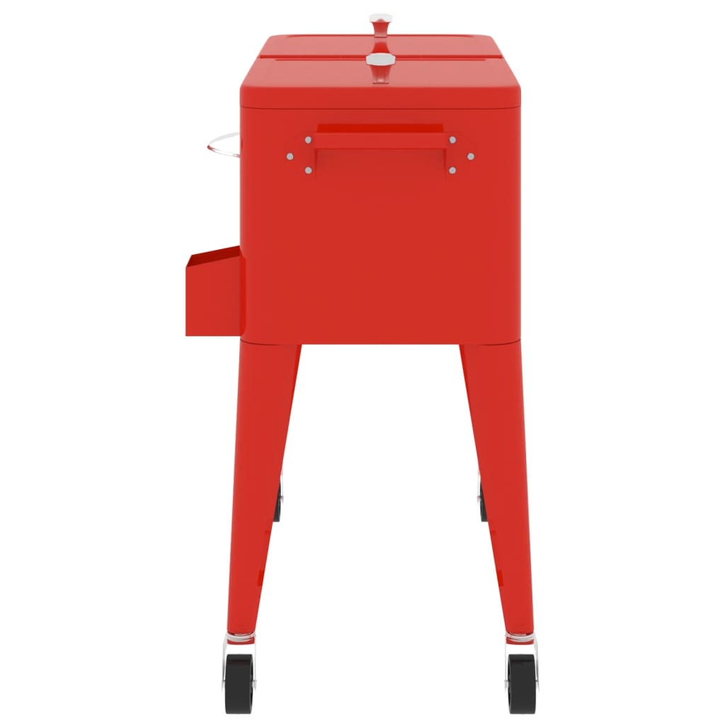 vidaXL Cooler Cart with Wheels Red 92x43x89 cm