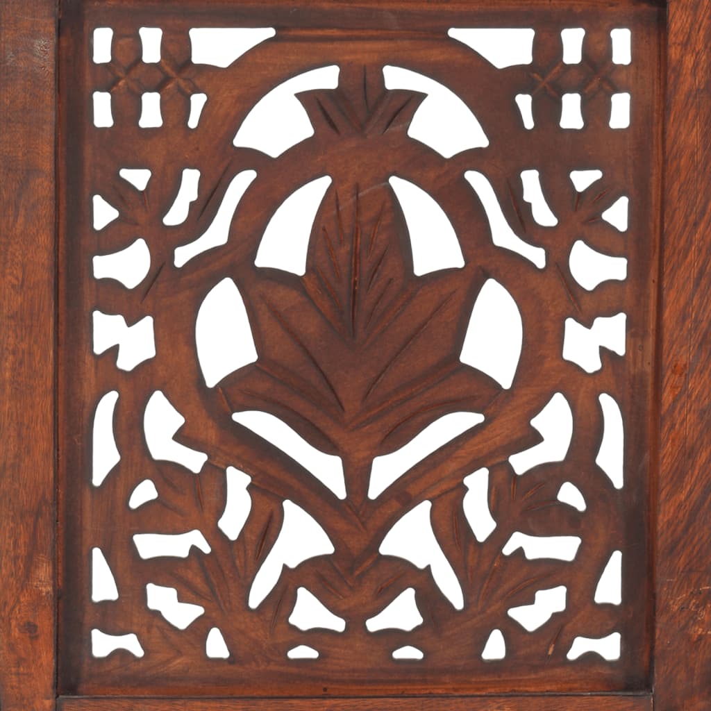 vidaXL Hand Carved 3-Panel Room Divider Brown 120x165 cm Solid Mango Wood
