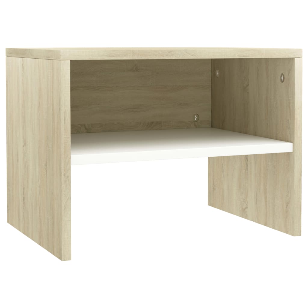 vidaXL 2x Bedside Cabinets White and Sonoma Oak 40x30x30cm Engineered Wood