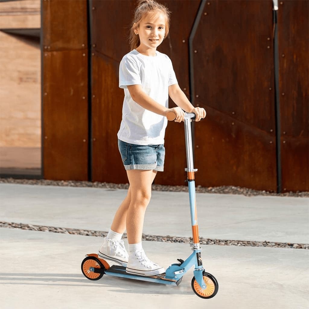 XQ Max Foldable Scooter with Foot Brake Blue and Orange