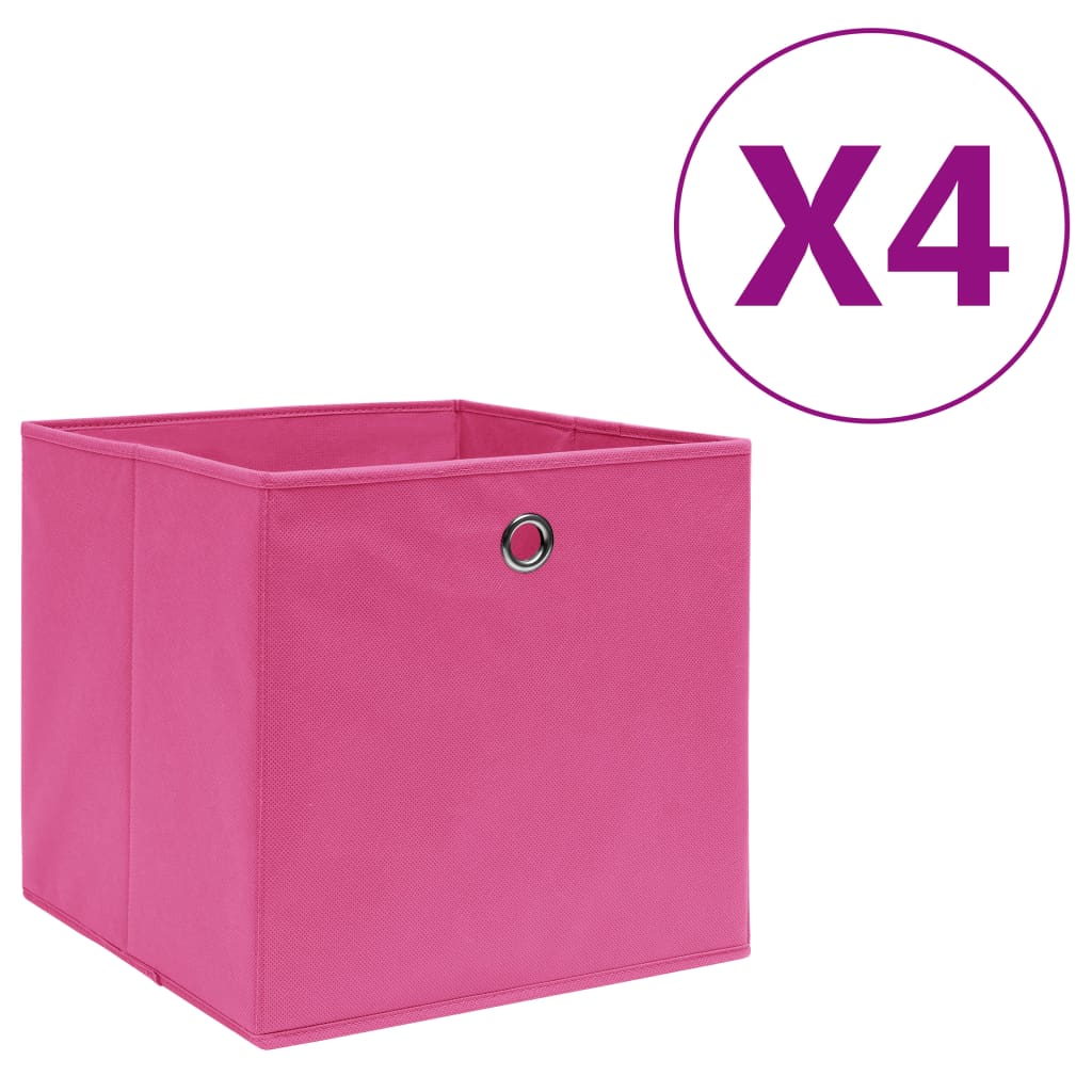 vidaXL Storage Boxes 4 pcs Non-woven Fabric 28x28x28 cm Pink