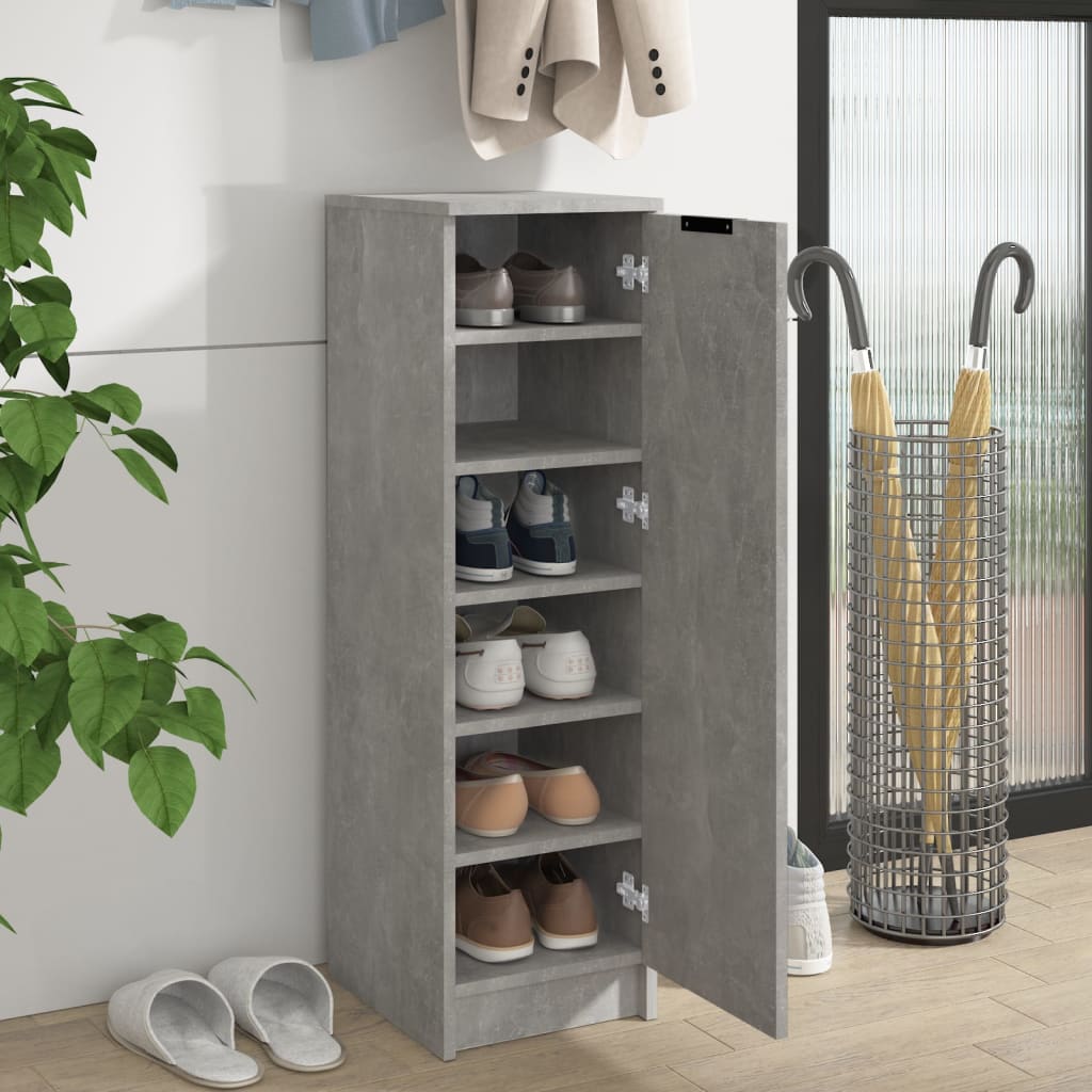 vidaXL Shoe Cabinet Concrete Grey 30x35x100 cm Engineered Wood