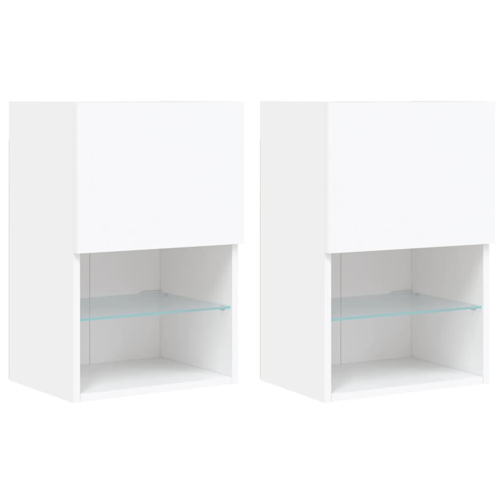 vidaXL TV Cabinets with LED Lights 2 pcs White 40.5x30x60 cm