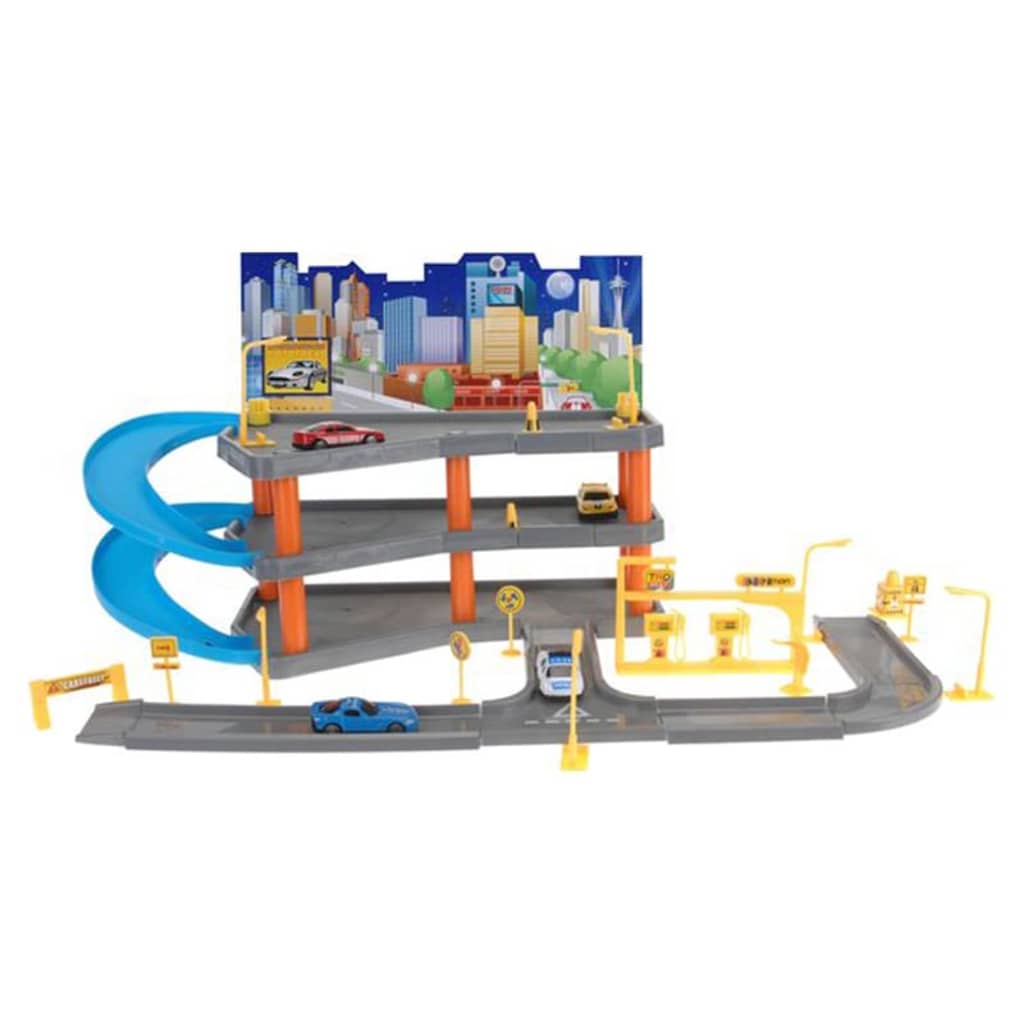 Tender Toys Garage Playset with 4 Toy Cars 62x31x33 cm Grey and Blue