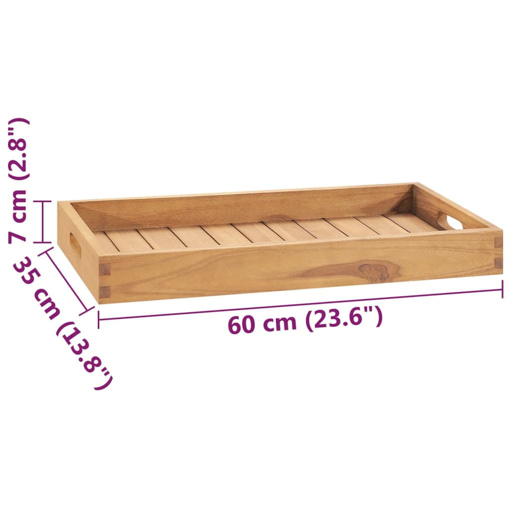 vidaXL Serving Tray 60x35 cm Solid Teak Wood
