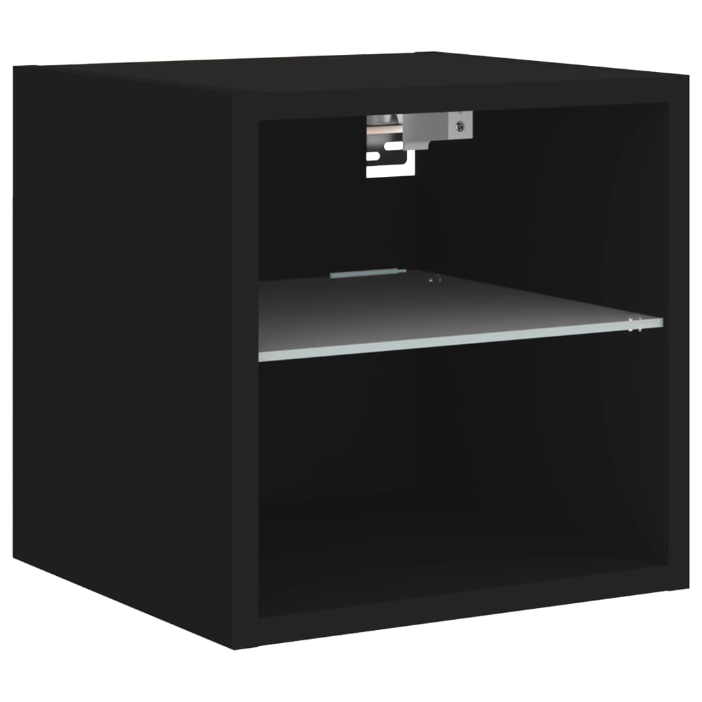 vidaXL 4 Piece TV Wall Units with LED Black Engineered Wood