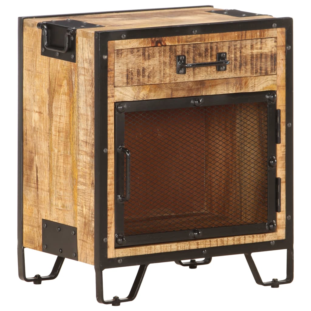 vidaXL Bedside Cabinet 43x30x51 cm Solid Rough Mango Wood