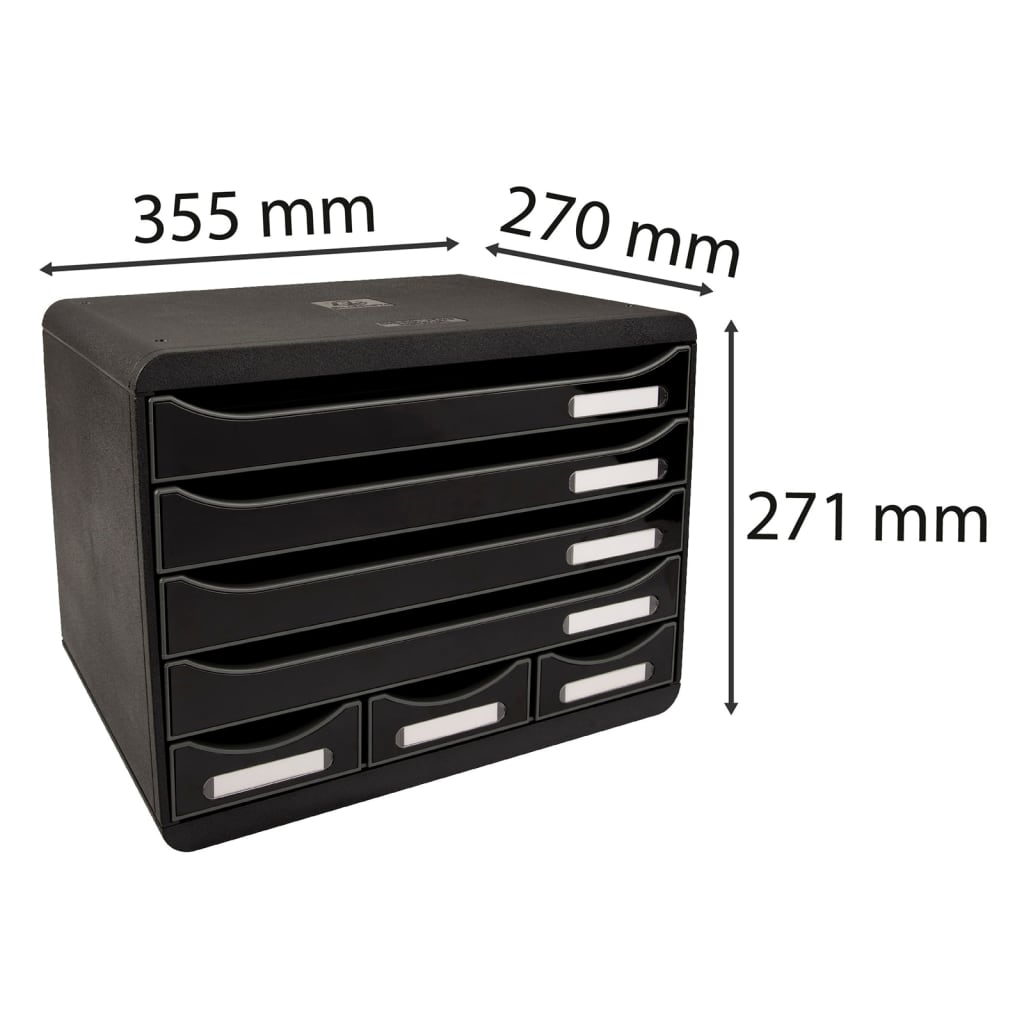 Exacompta Desktop Drawer Set Store-Box with 7 Drawers Glossy Black