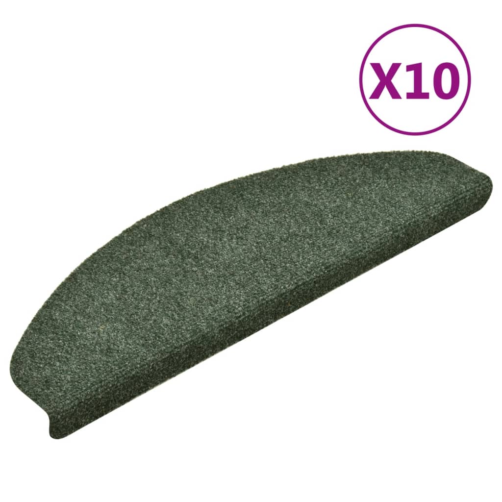 vidaXL Self-adhesive Stair Mats 10 pcs Green 65x21x4 cm Needle Punch