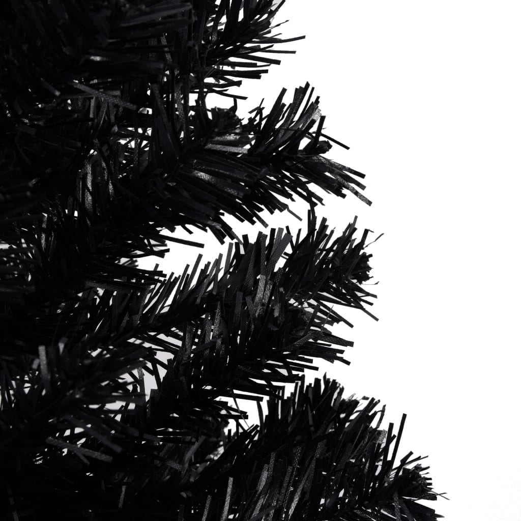 vidaXL Artificial Pre-lit Christmas Tree with Stand Black 150 cm PVC