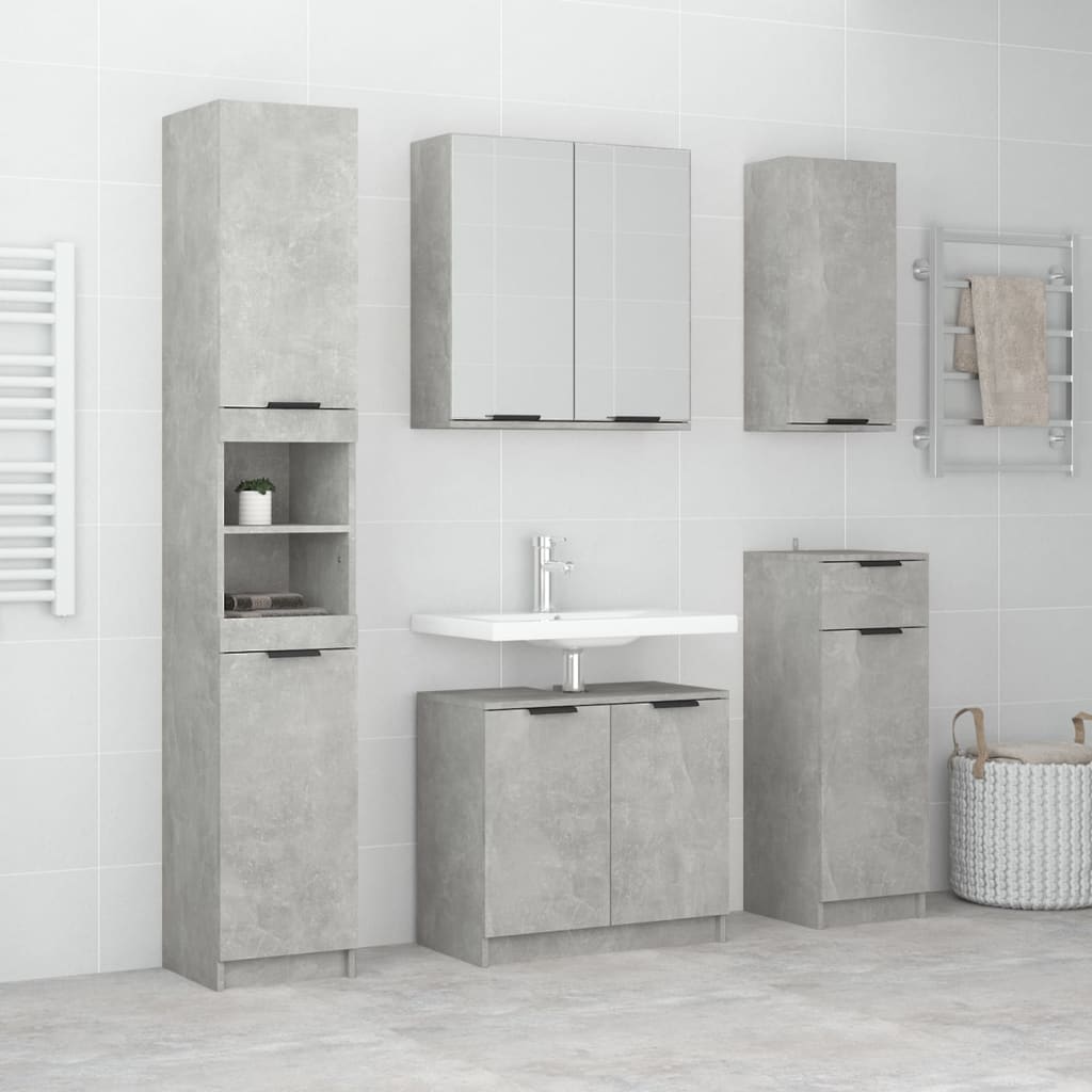 vidaXL 5 Piece Bathroom Cabinet Set Concrete Grey Engineered Wood