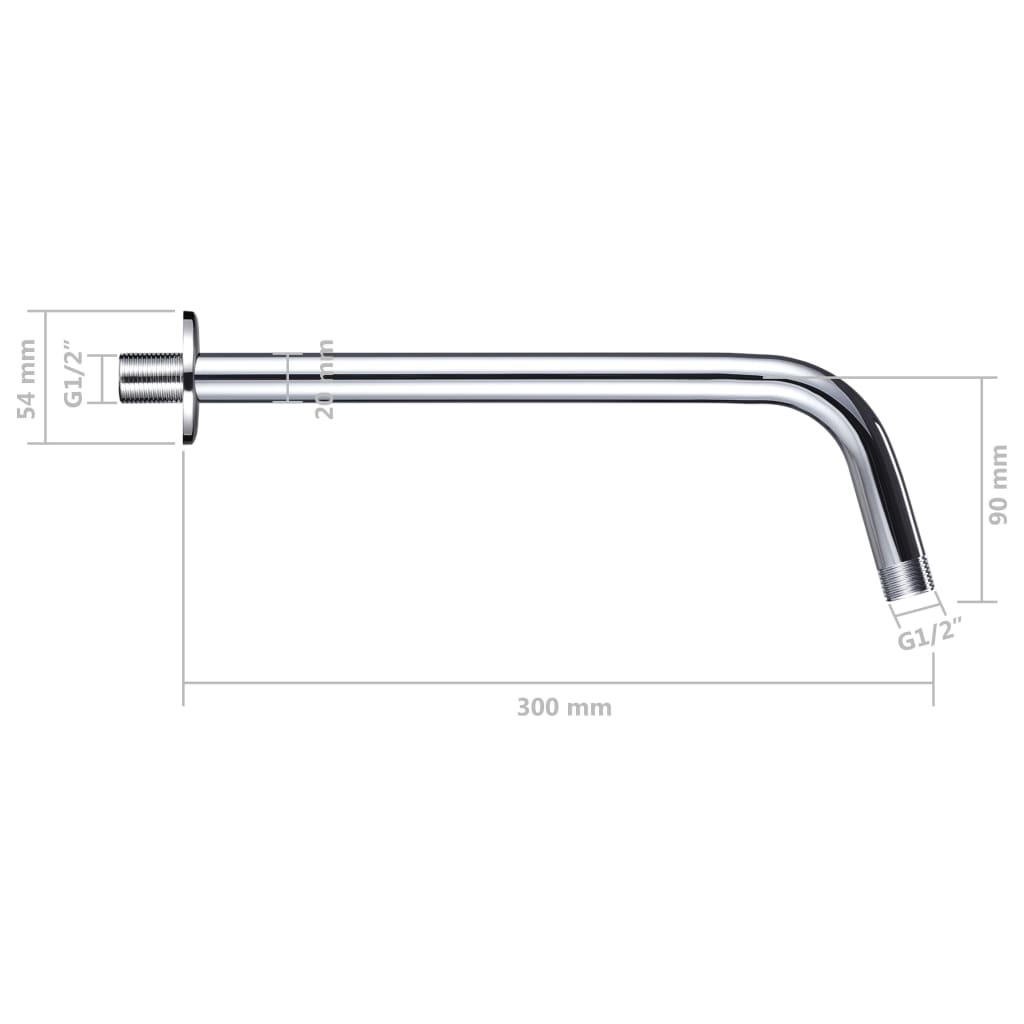 vidaXL Shower Support Arm Round Stainless Steel 201 Silver 30 cm