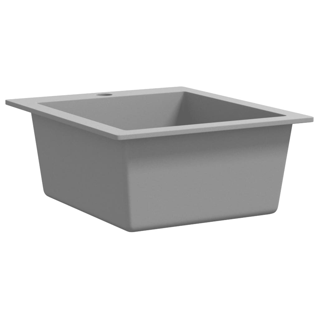 vidaXL Overmount Kitchen Sink Single Basin Granite Grey