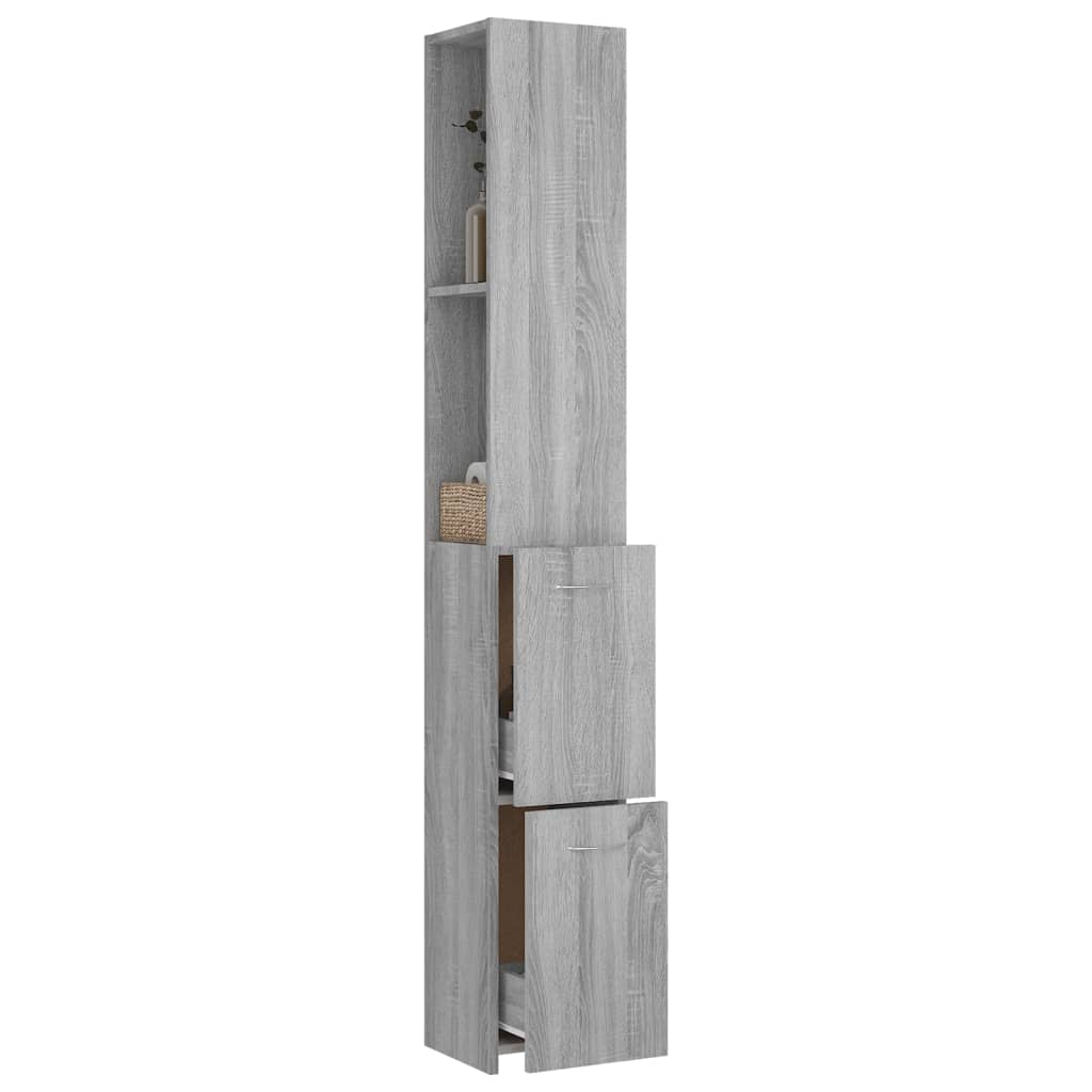 vidaXL Bathroom Cabinet Grey Sonoma 25x26.5x170 cm Engineered Wood
