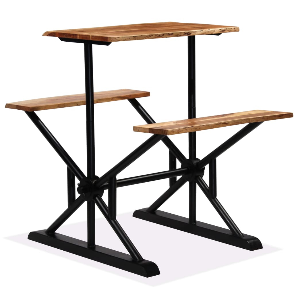 vidaXL Bar Table with Benches Solid Acacia Wood 80x50x107 cm